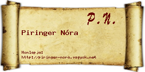 Piringer Nóra névjegykártya
